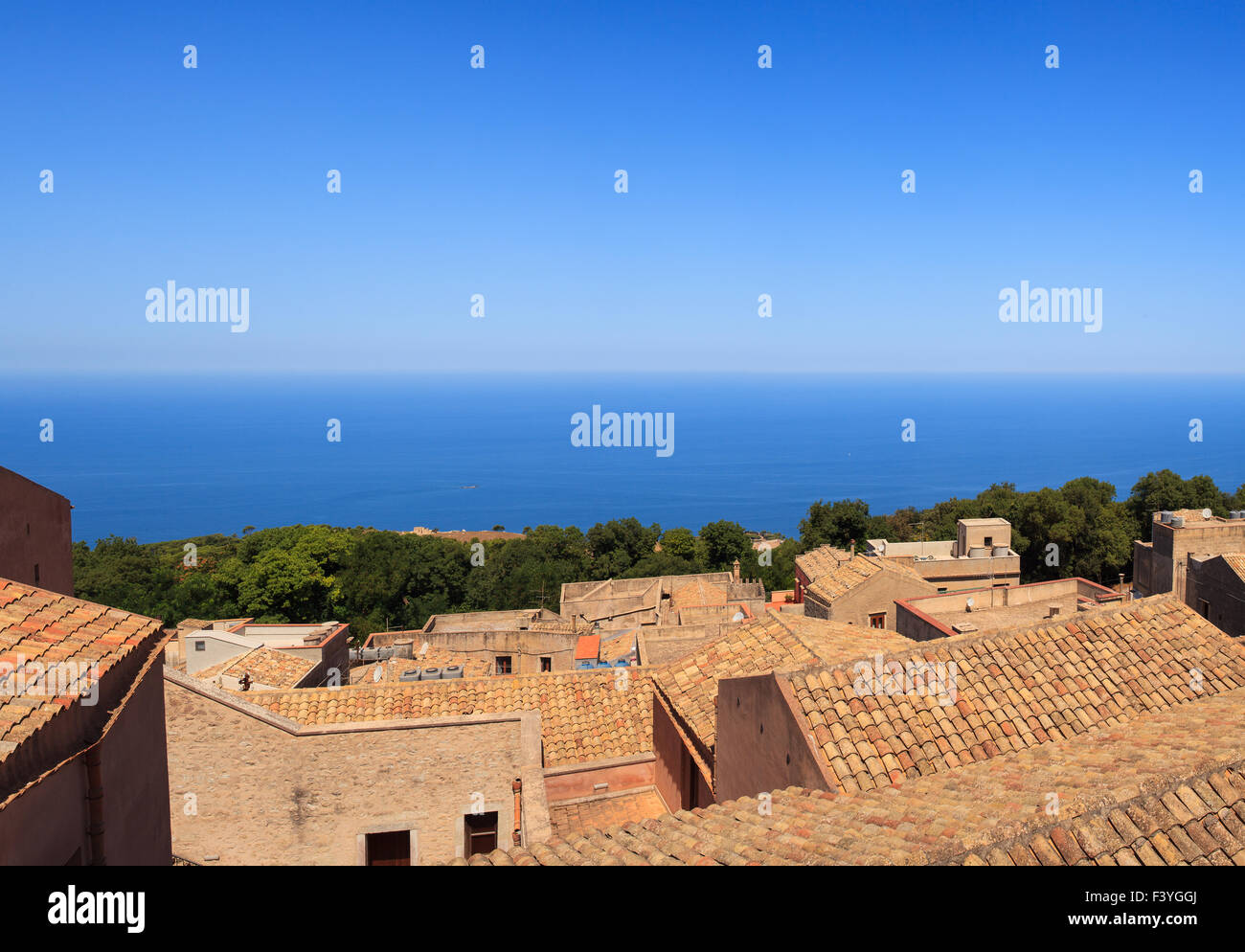 Amazing seaview from Erice houses. Trapani. Sicily Stock Photo Alamy