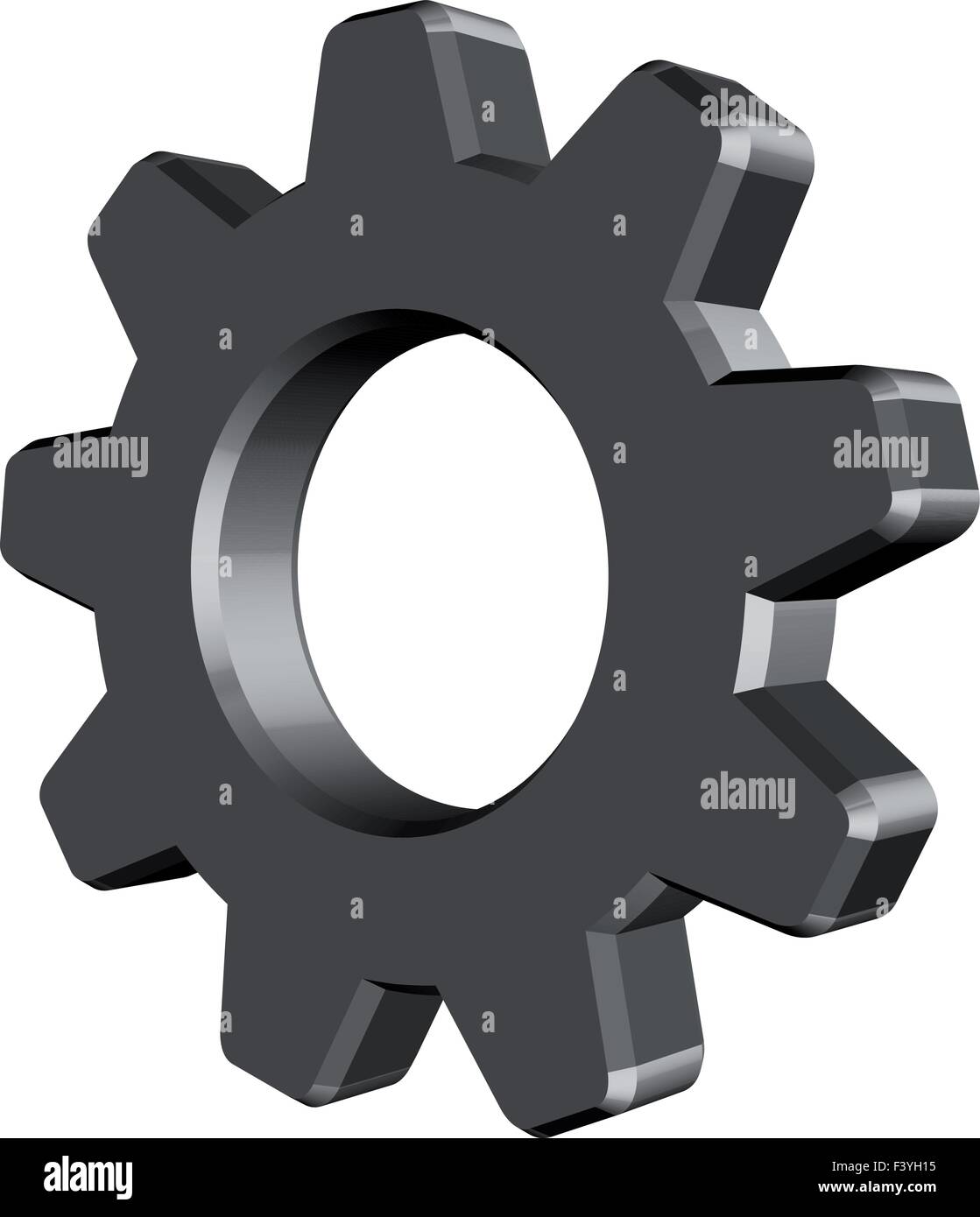 3D grey cogwheel vector on white background. Stock Vector