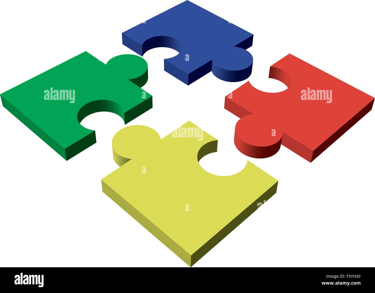A Four Piece Color Vector Puzzle On White Background Stock Vector Image Art Alamy
