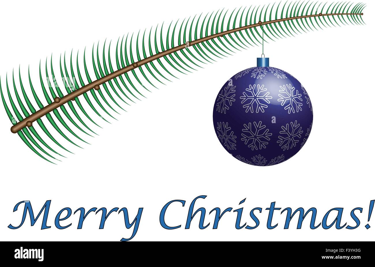 A simple christmas greeting card with fir branch and ornament Stock ...