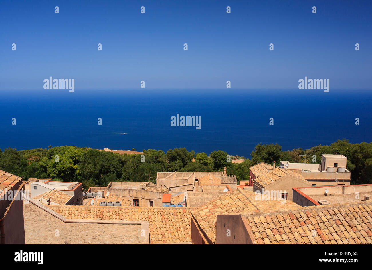 Amazing seaview from Erice houses. Trapani. Sicily Stock Photo Alamy