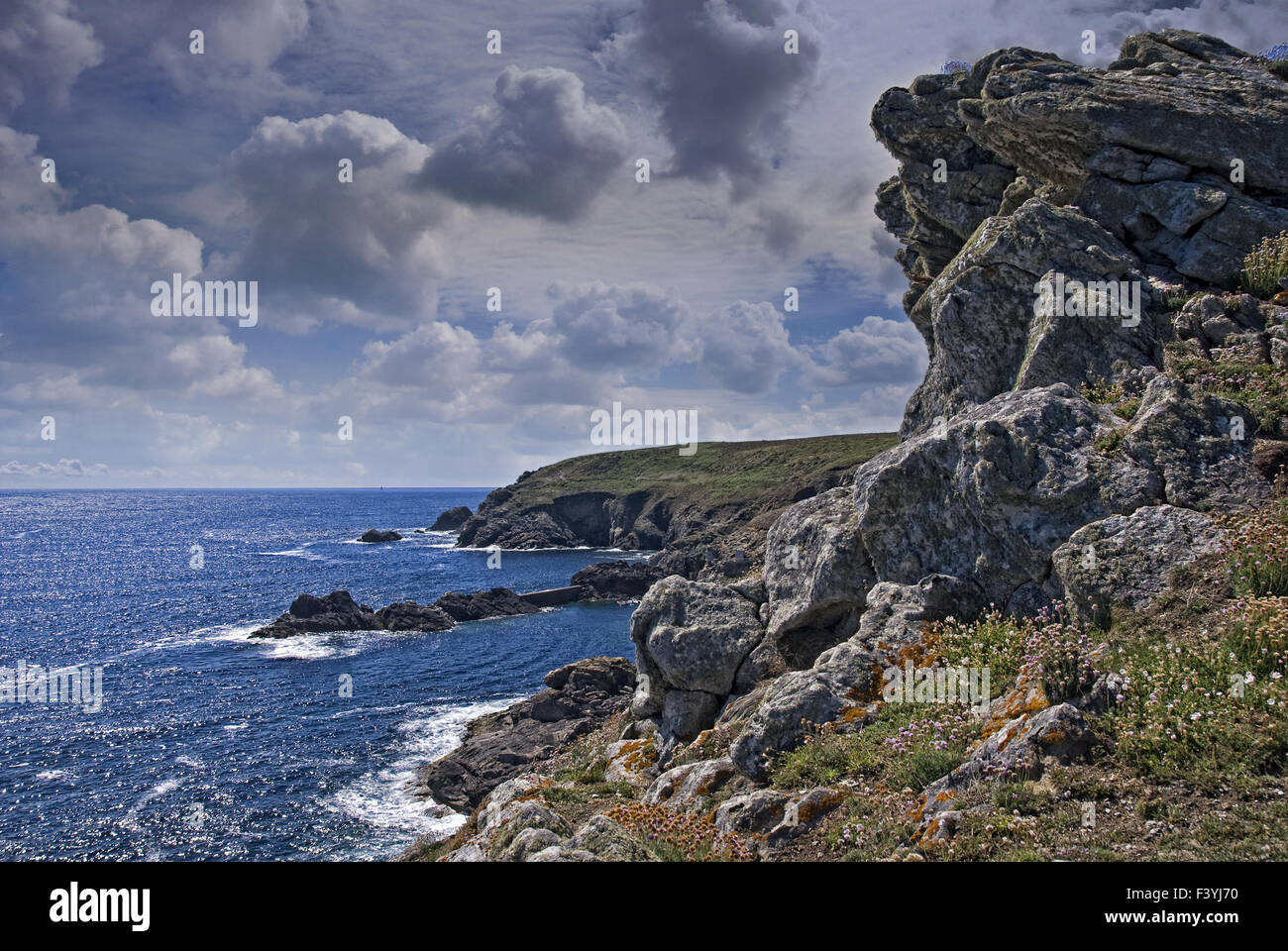 Breton cliff line Stock Photo