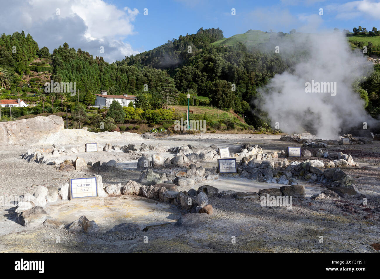 Portugal hot springs fountain pouring hot spring water hi-res stock ...