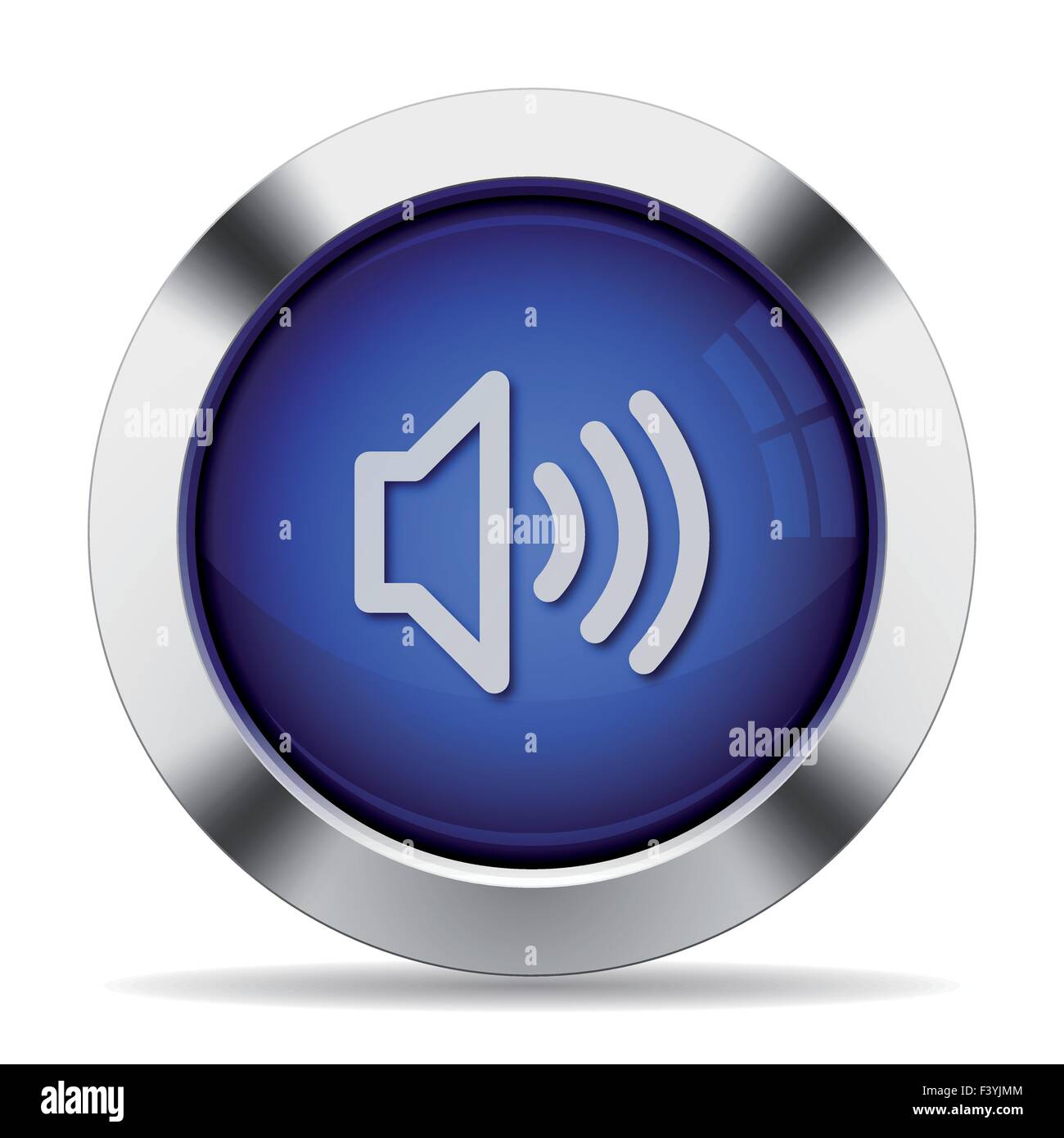 Blue glossy steel volume button Stock Vector