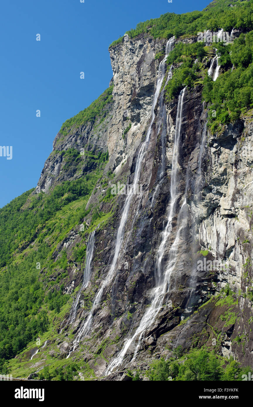 the waterfall Seven Sisters Stock Photo