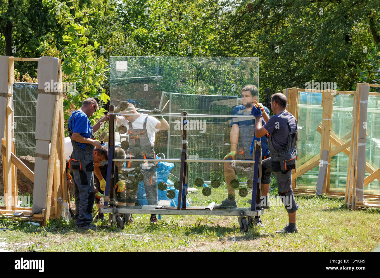 Construction of new animal enclosure in Plock Zoo, Poland Stock Photo Alamy