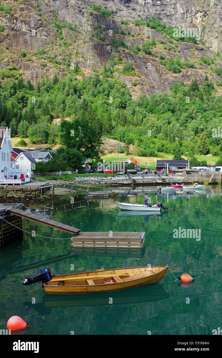 the little harbour of solvorn Stock Photo