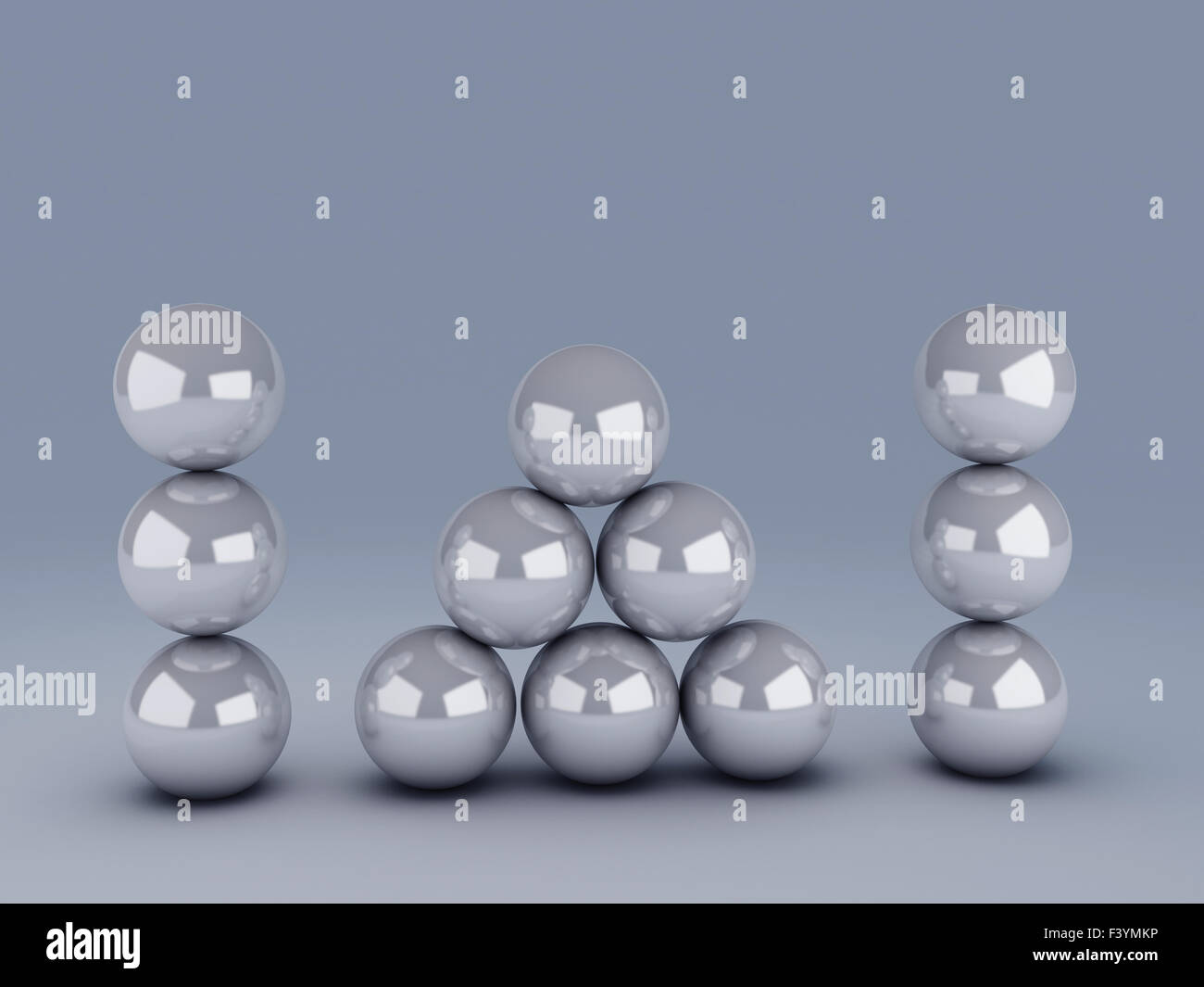 white spheres in equilibrium Stock Photo
