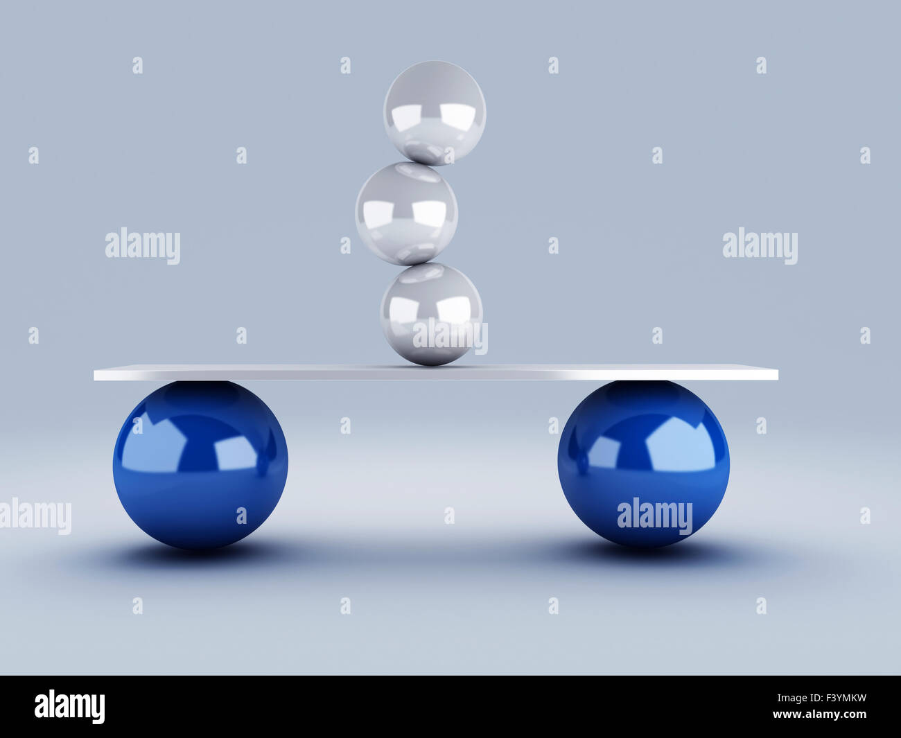 white spheres in equilibrium Stock Photo
