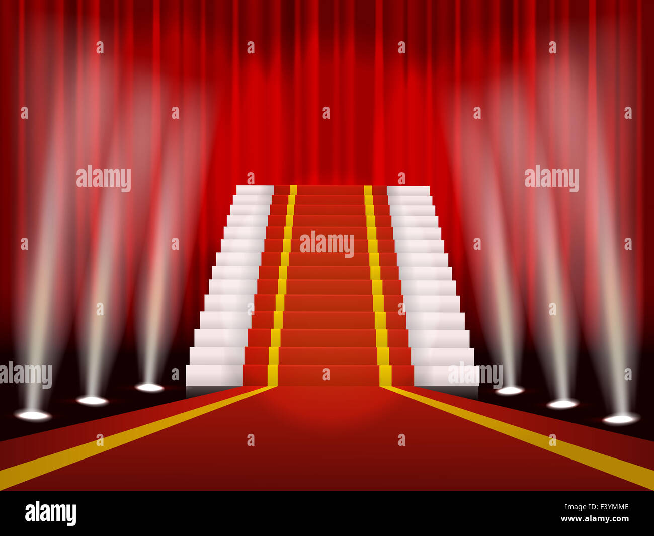 Red carpet and stair for rewarding ceremony Stock Photo