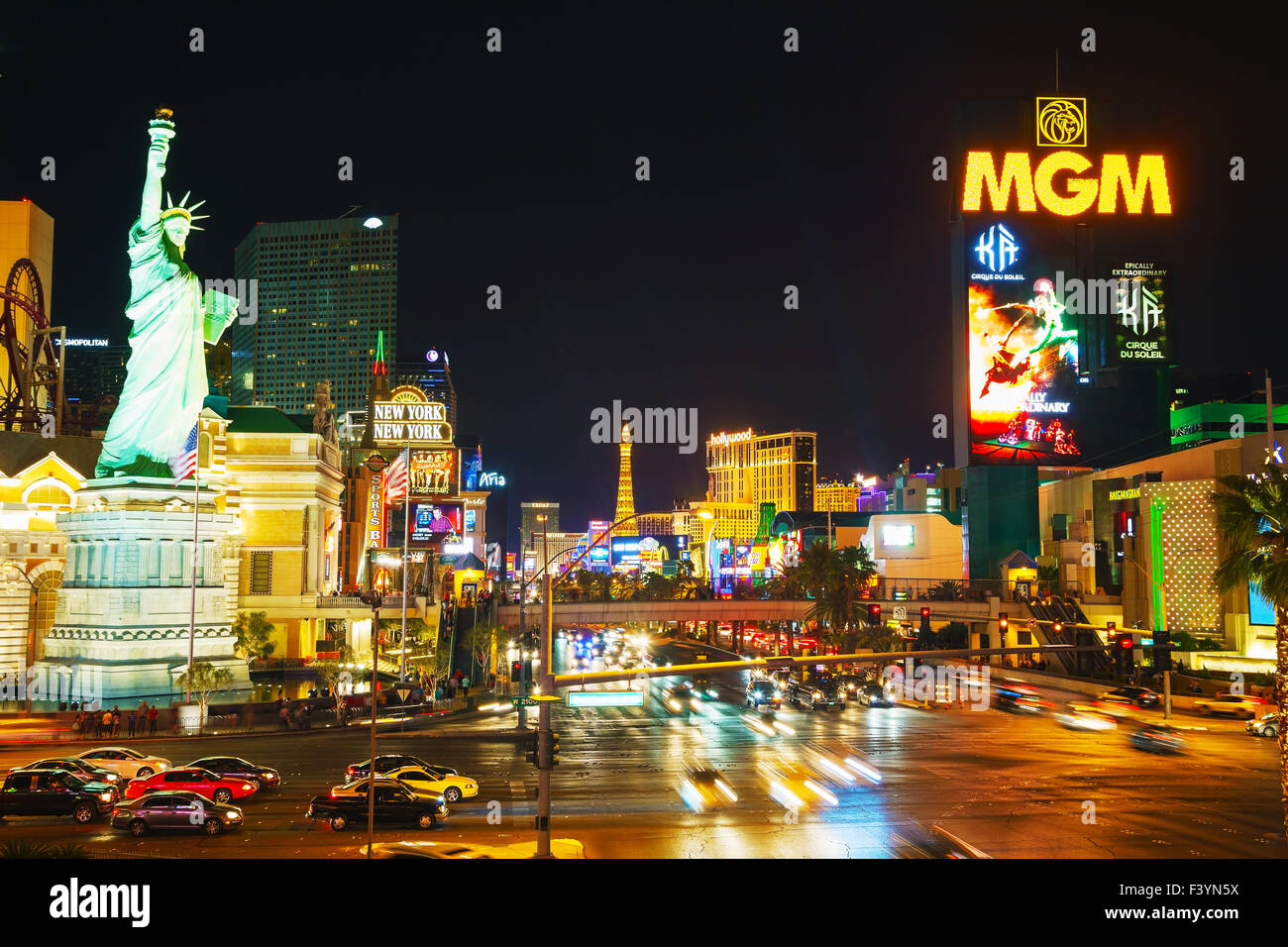 Las Vegas boulevard in the night Stock Photo