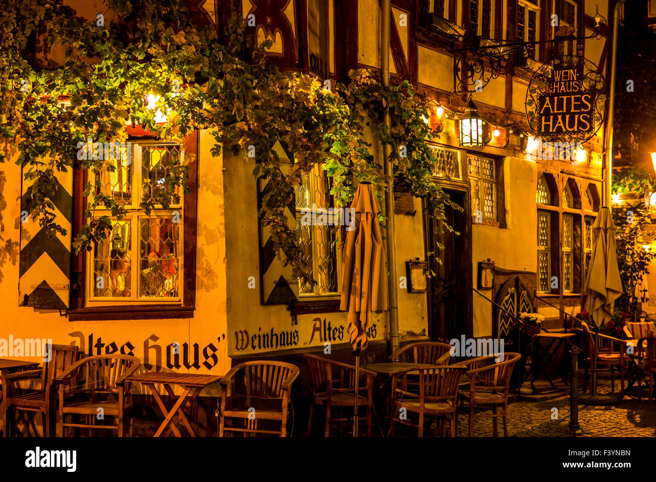 Historic old town houses, wine village Bacharach, in the upper middle