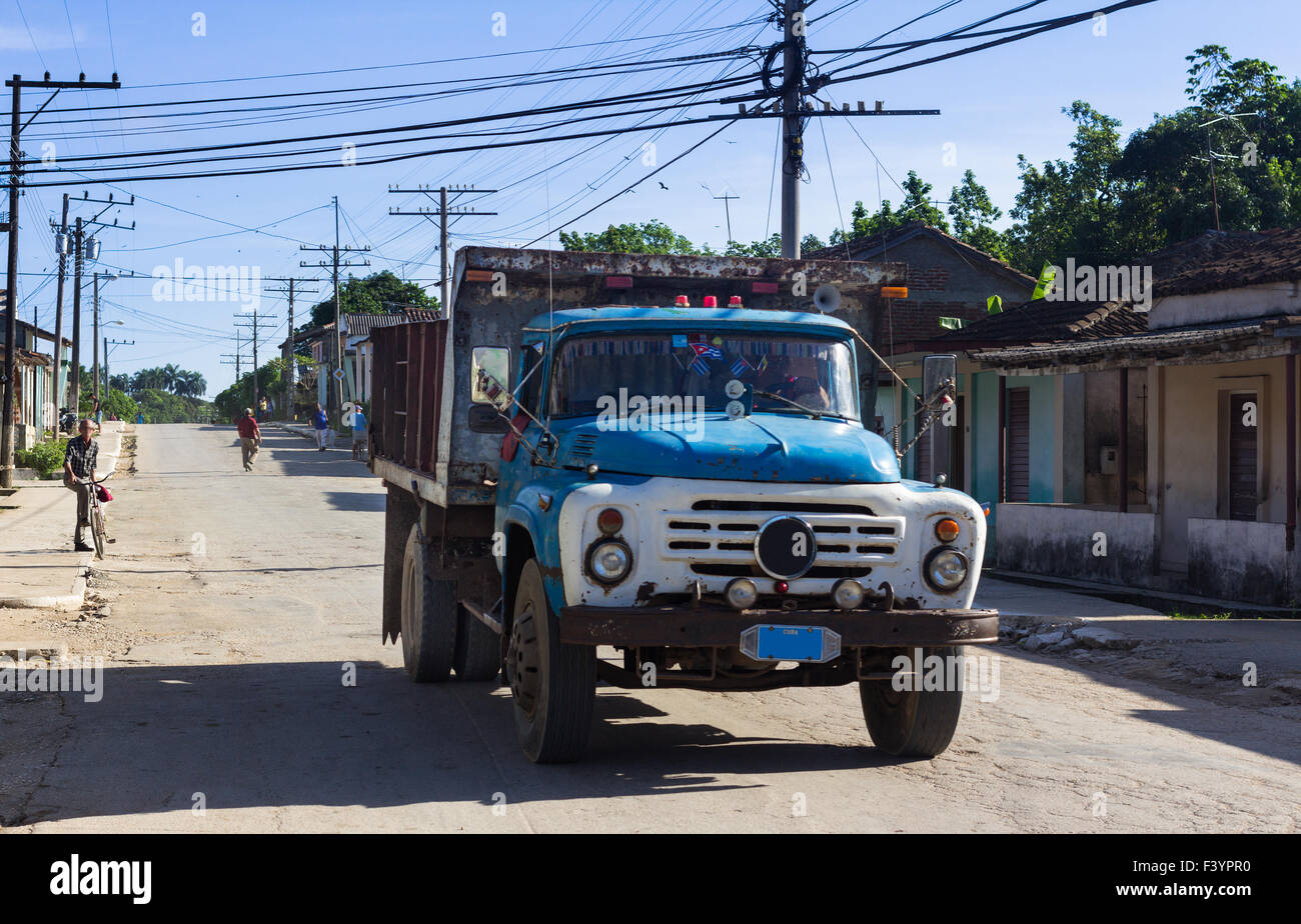 Cuba old american truck in the country Stock Photo