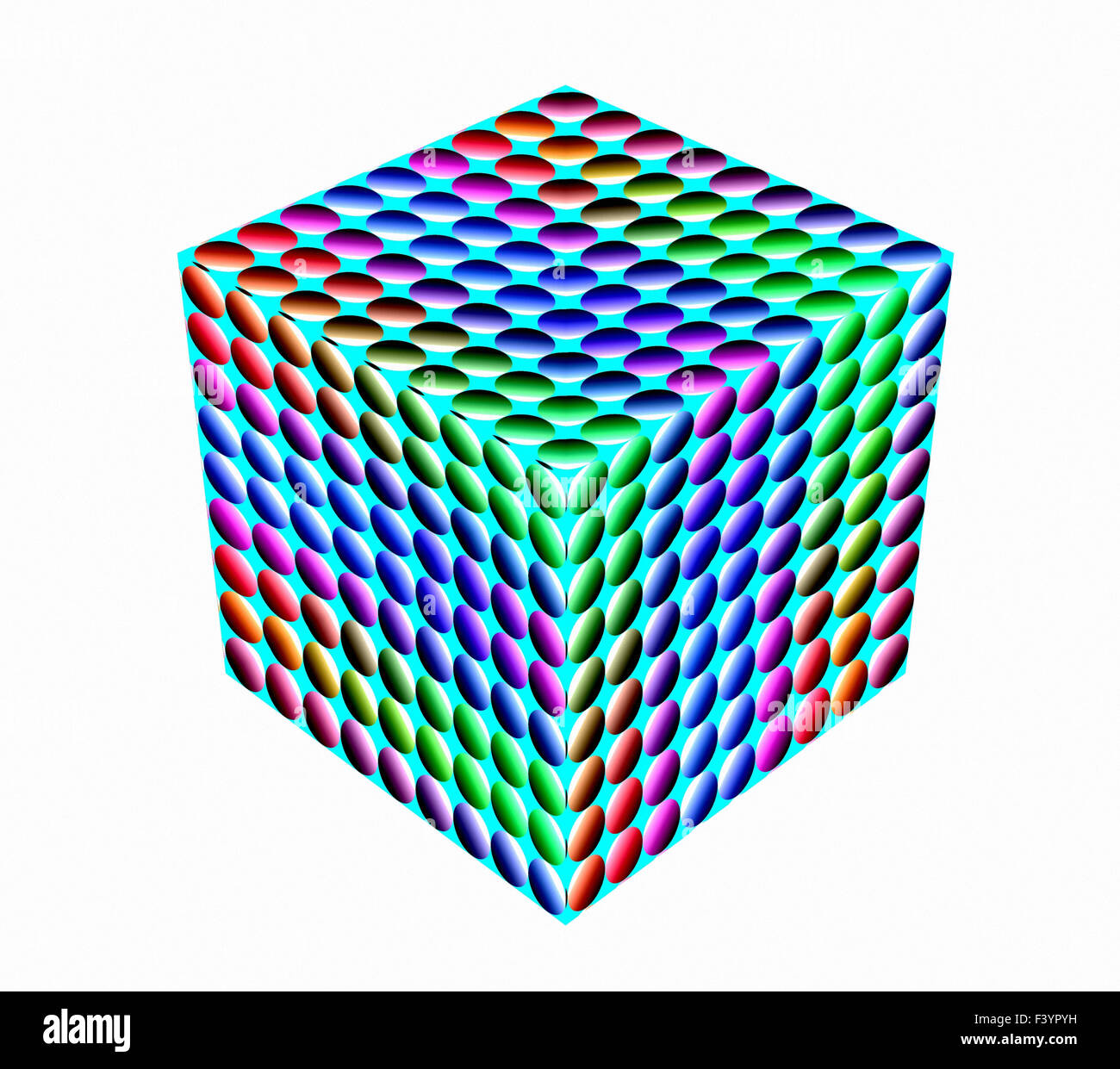 Surround cube. A wonderful harmony of colors. 3D.  A-0225. Stock Photo
