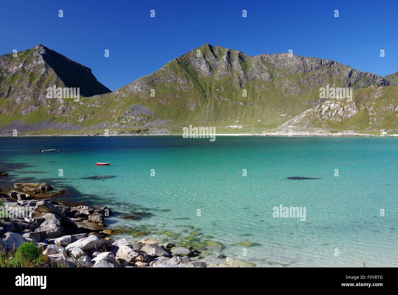 dream beach on Lofot Islands Stock Photo