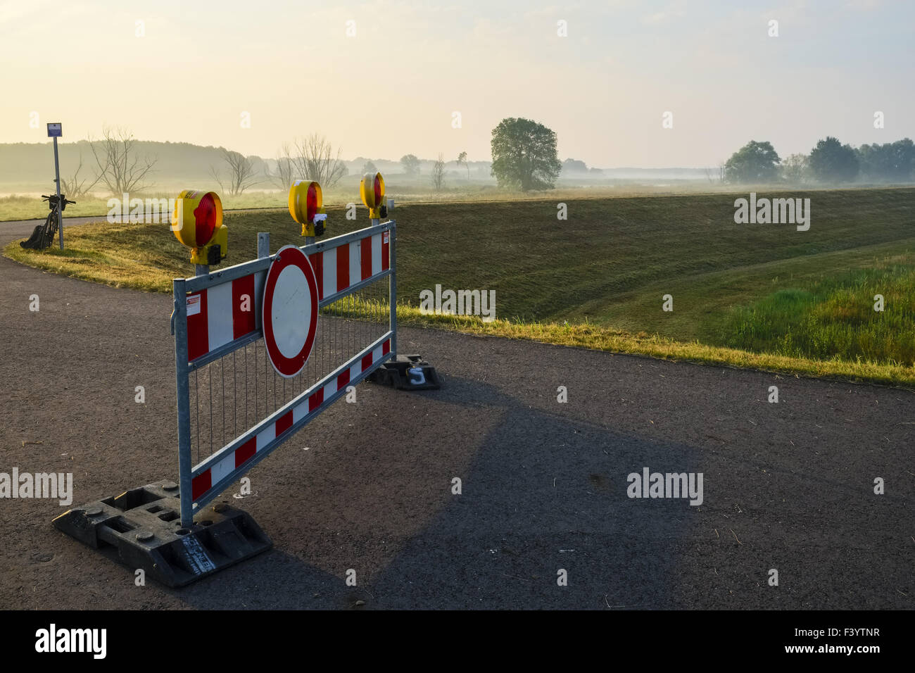 Barrier at Oder-Neisse-bike trail, Germany Stock Photo