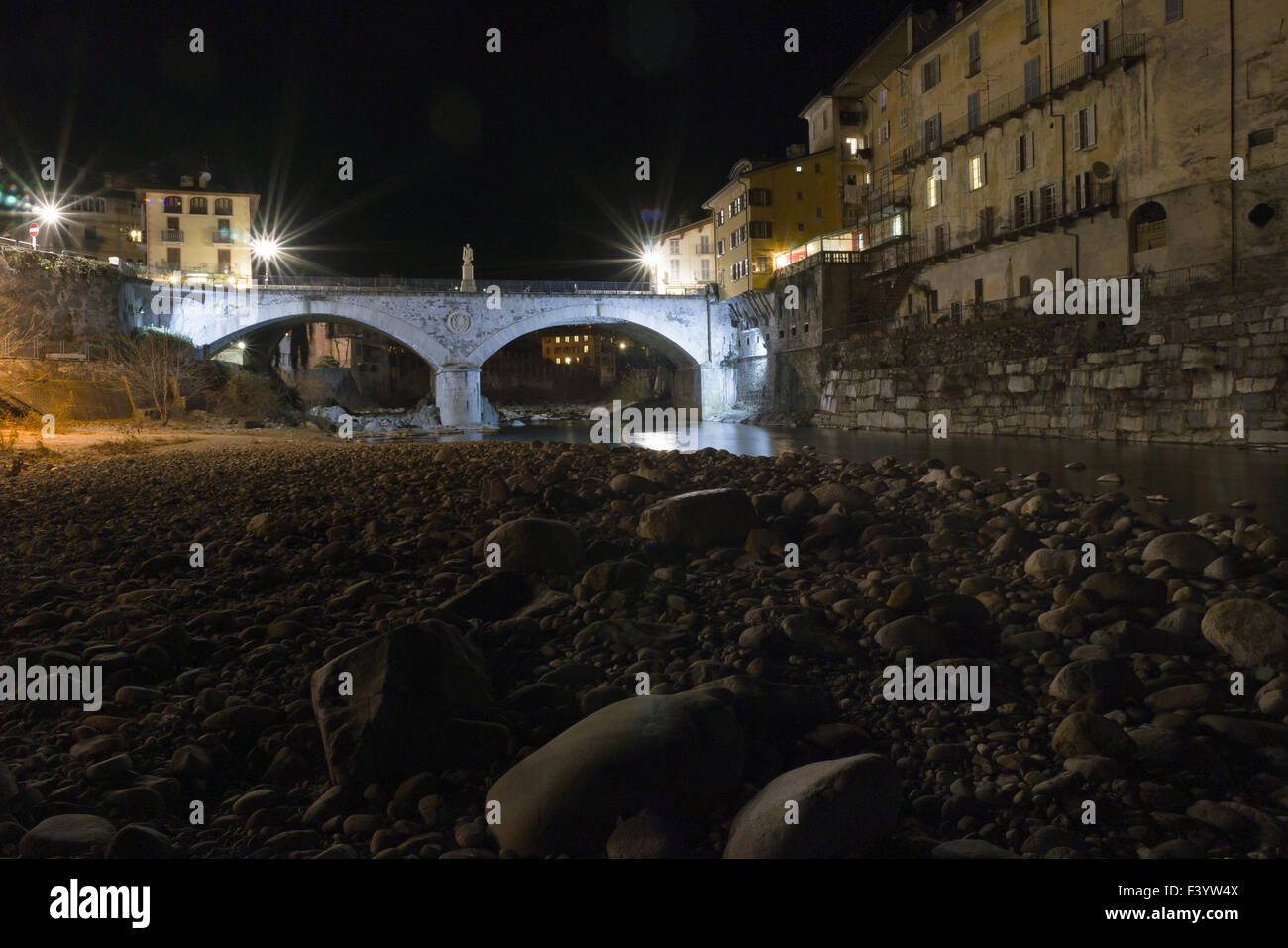 The river Sesia, night, Varallo Stock Photo - Alamy