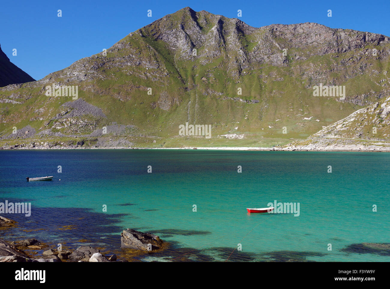 Dream bay on the west side of lofoten Stock Photo