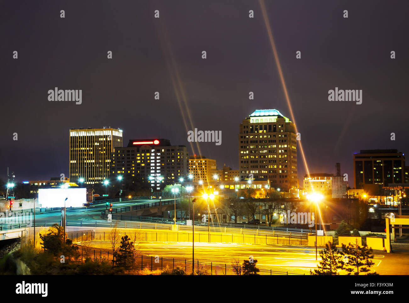 Night view of Colorado Springs downtown Stock Photo