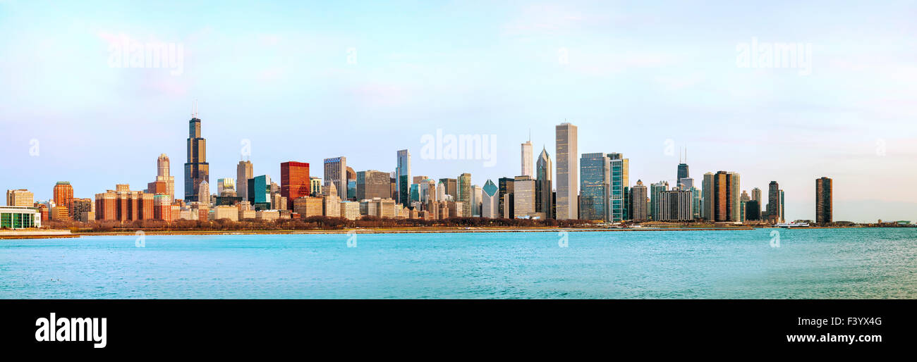 Chicago downtown cityscape panorama Stock Photo - Alamy