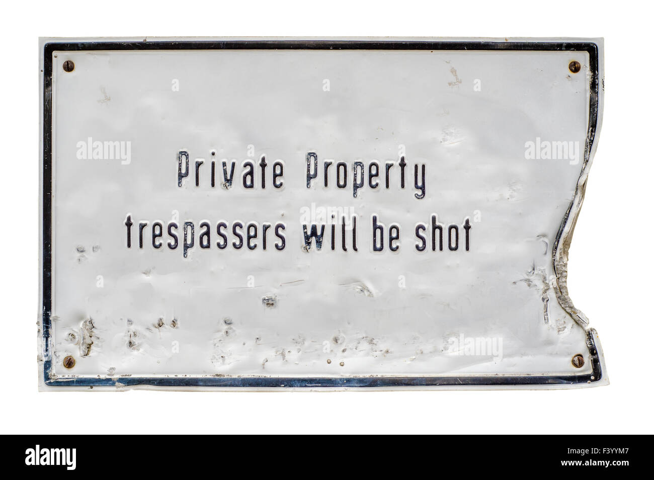 Trespassers Will Be Shot Sign Stock Photo