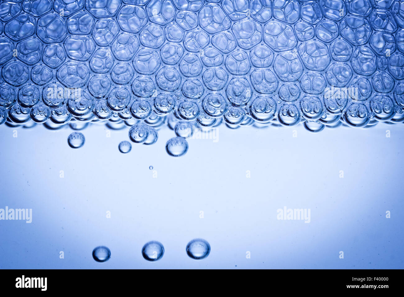 Close-up of water with water bubbles blue Stock Photo