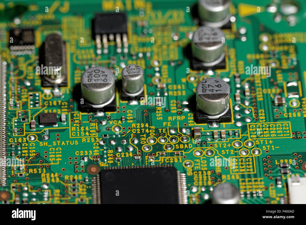 Close up photo of the printed circuits Stock Photo