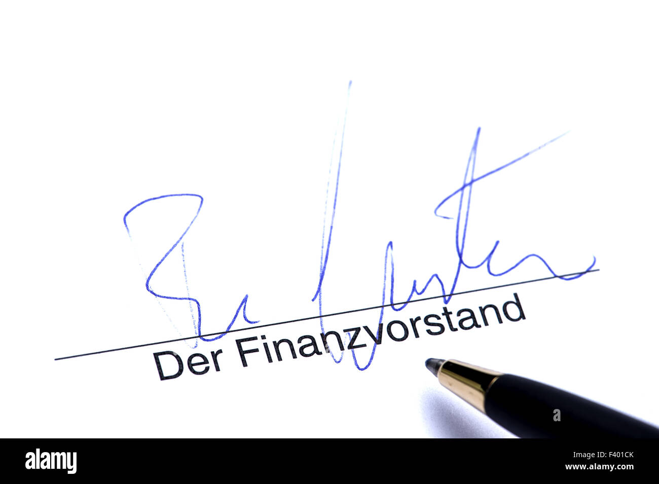 Signature of Financial Officer Stock Photo