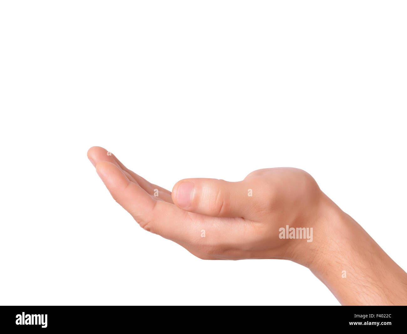 Hand holding an object on white background Stock Photo - Alamy