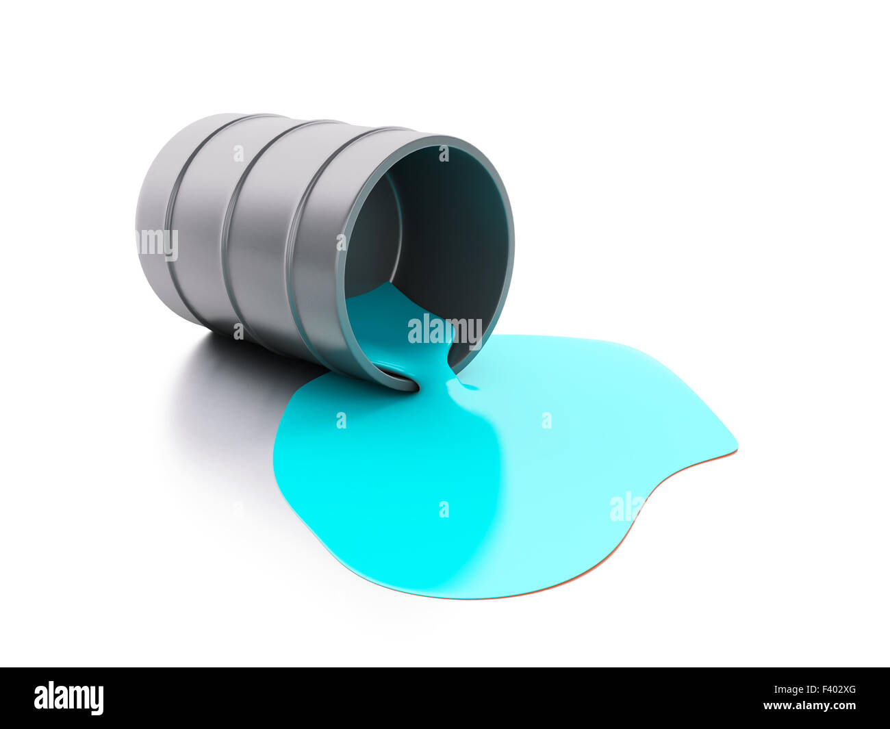 3d Illustration Of Yellow Paint Spilled From Metal Cans On White