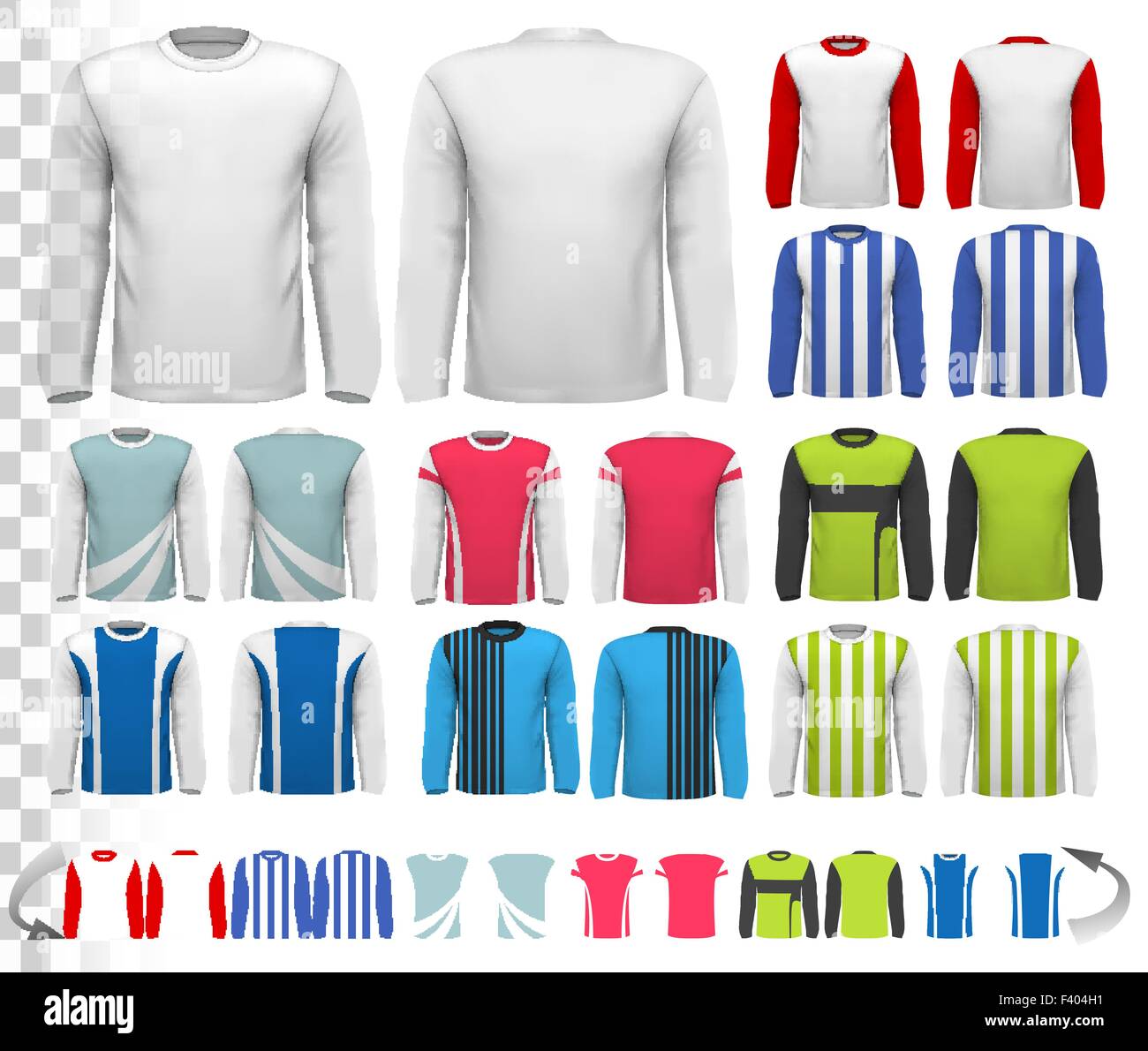 Collection of various male long sleeved shirts. Design template. The shirt is transparent and can be used as a template with you Stock Vector