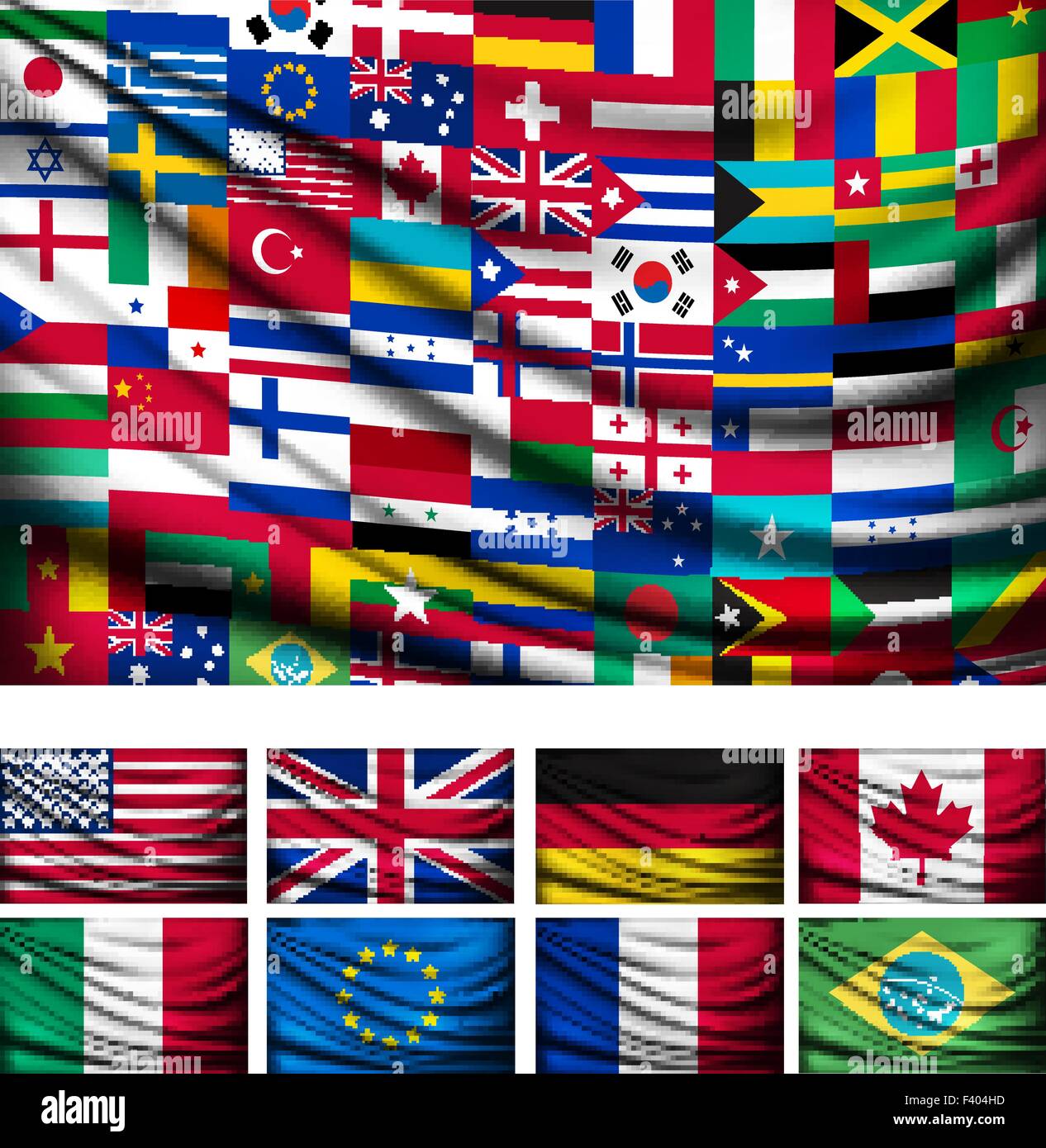 Big flag background made of world country flags. Vector Stock Vector