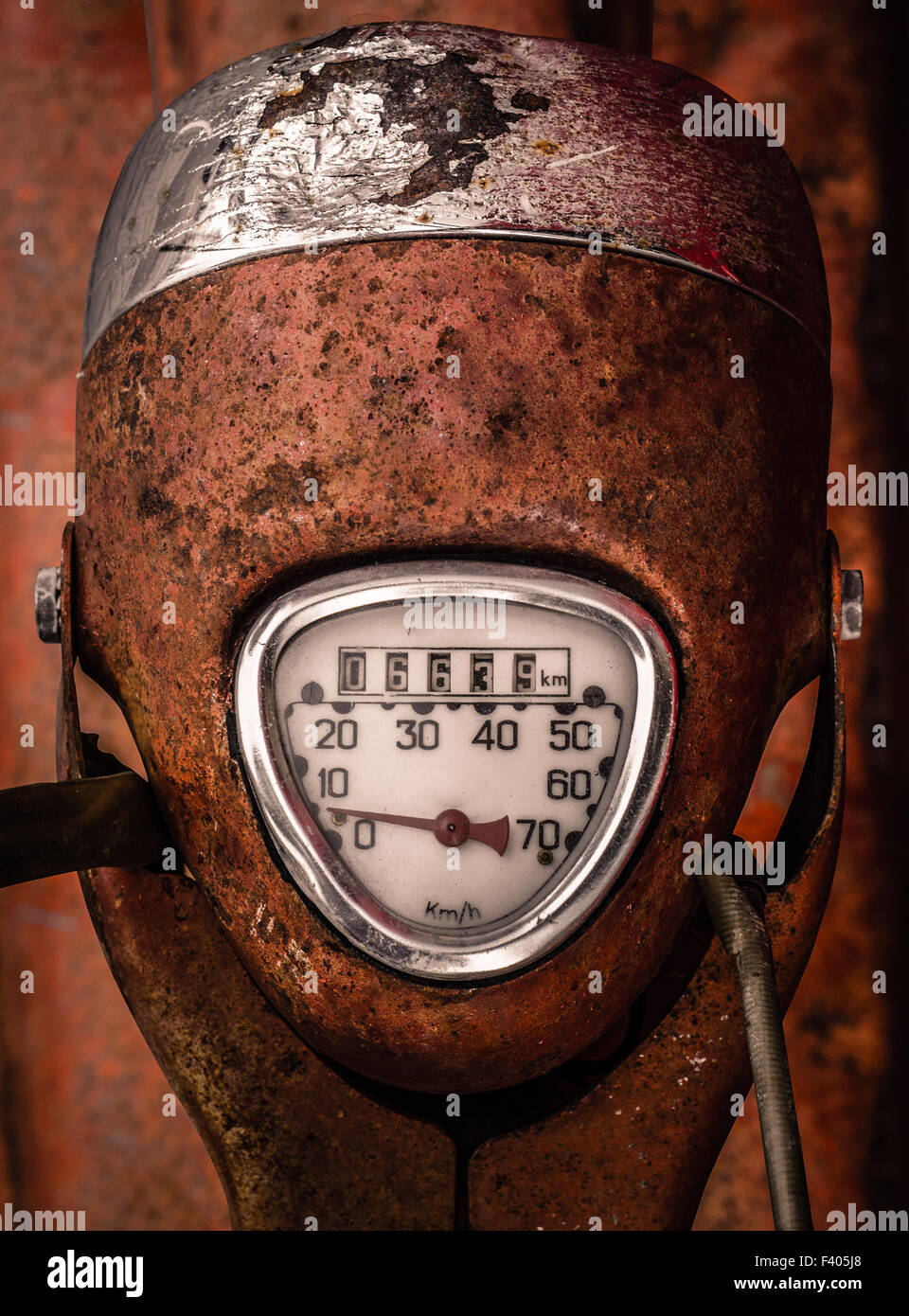 Rustic Speedometer Dial On Vintage Scooter Stock Photo