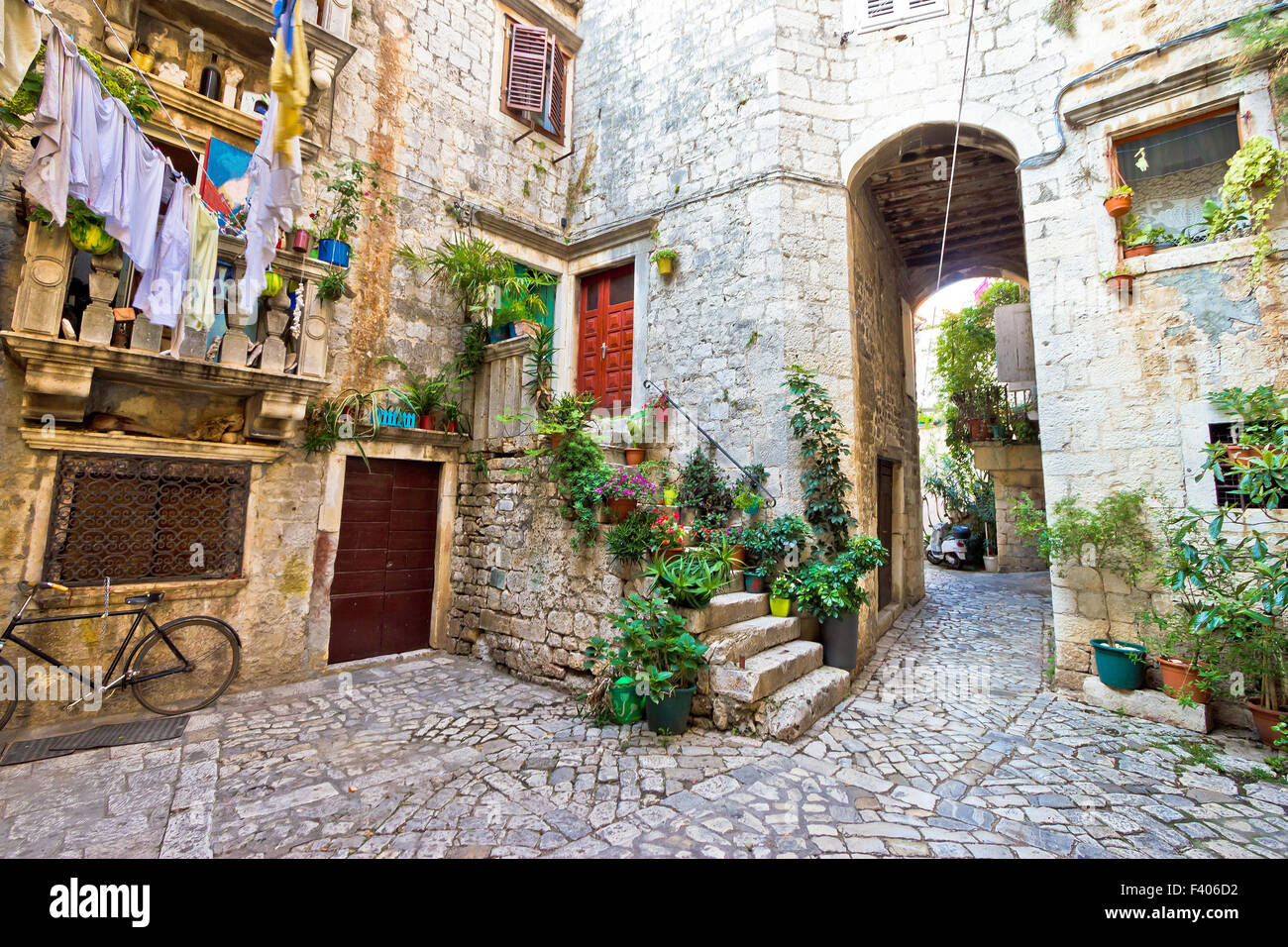 Old stone street of Trogir Stock Photo