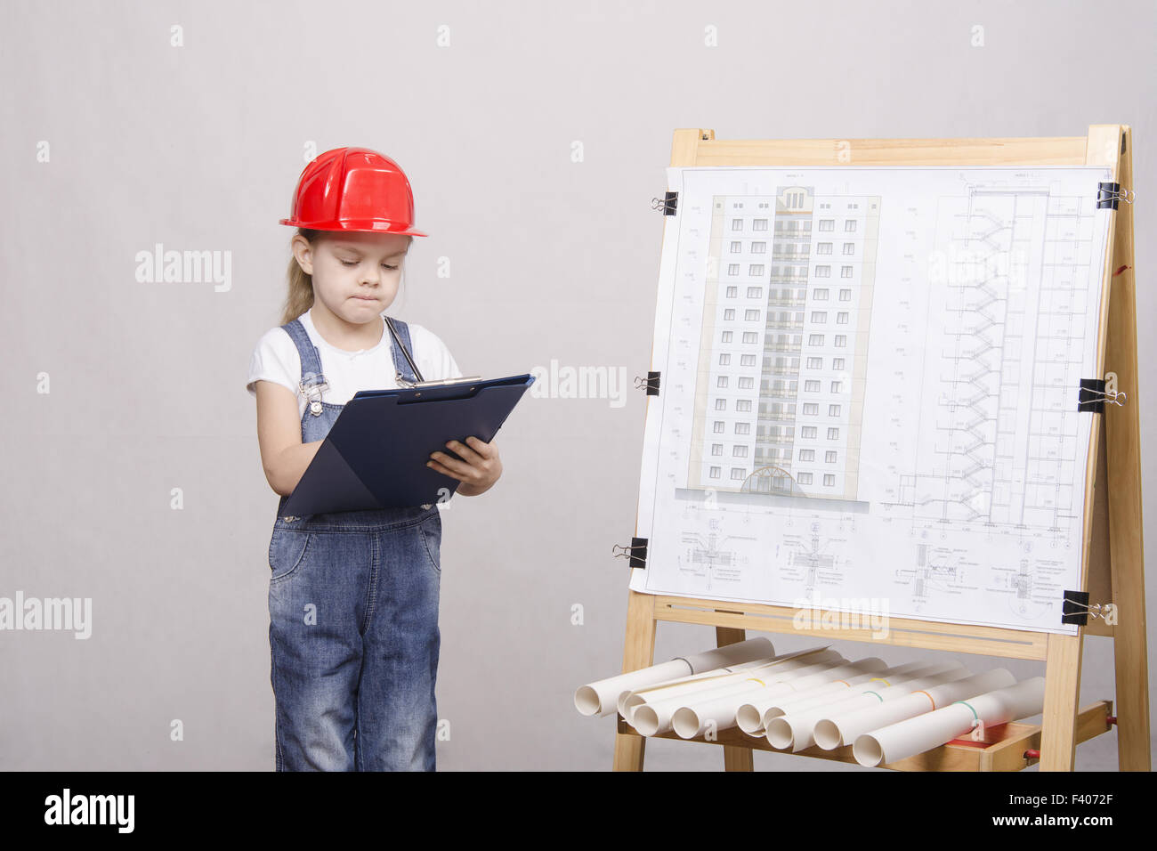 The child constructor is drawing near Stock Photo