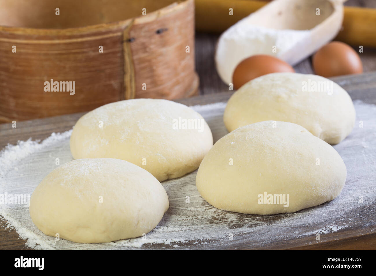 Yeast dough for pies. Stock Photo