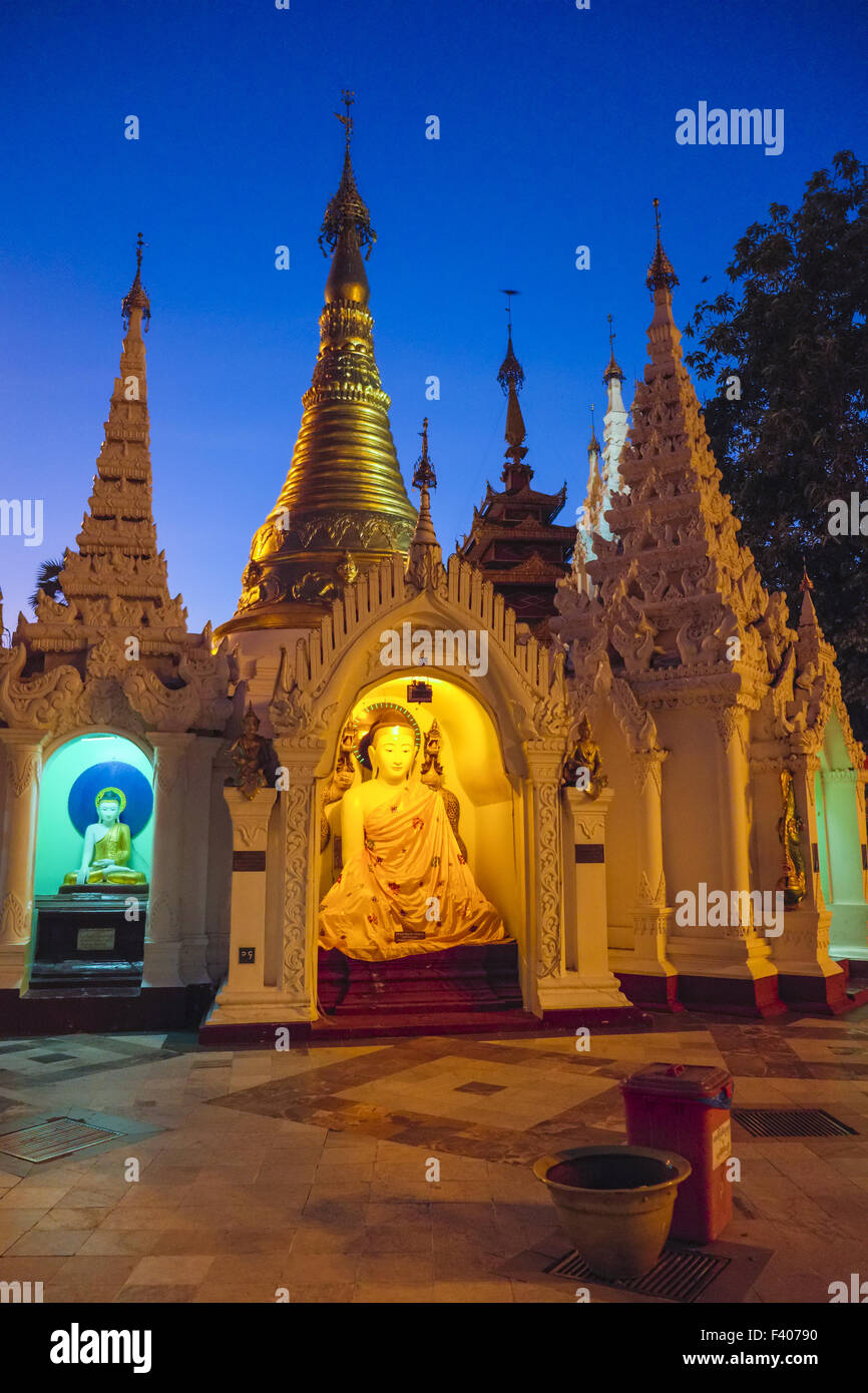 Shrine at Shwedagon Pagoda, Yangon, Myanmar Stock Photo