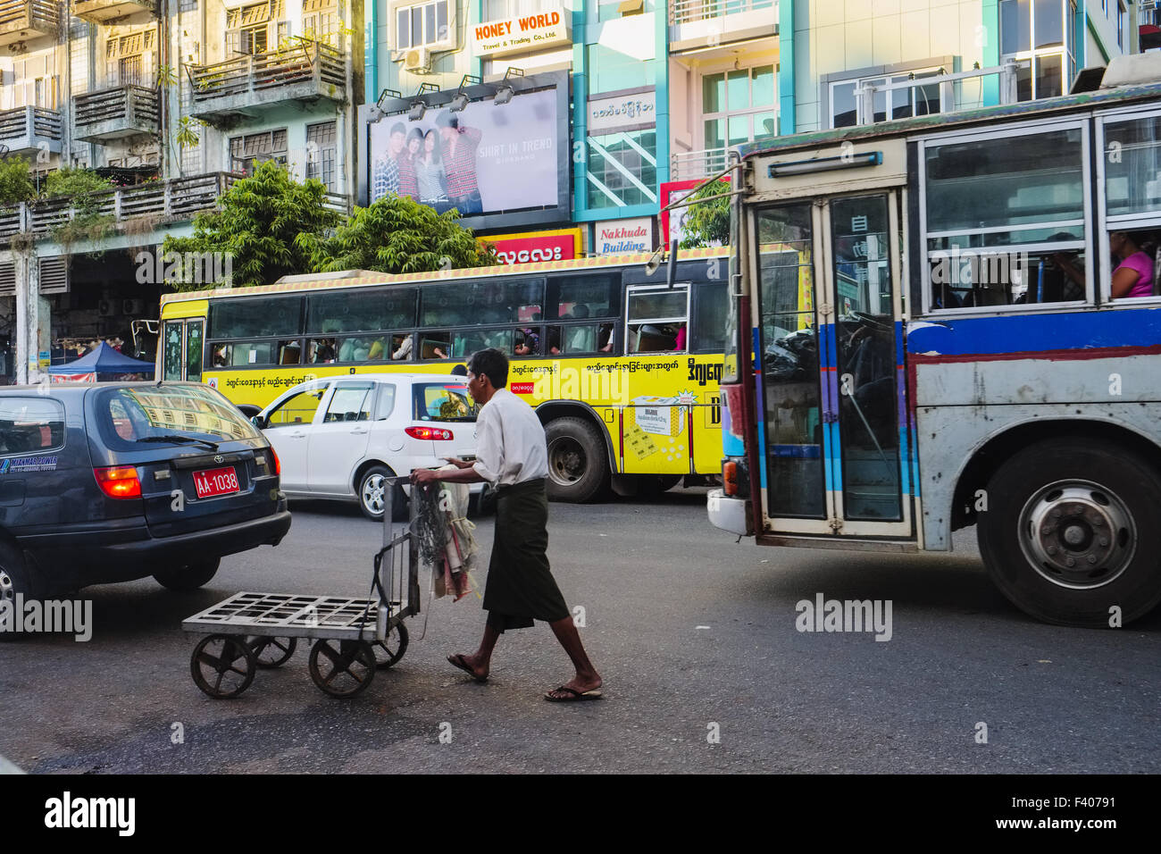 Street scene, Yangon,Myanmar Stock Photo
