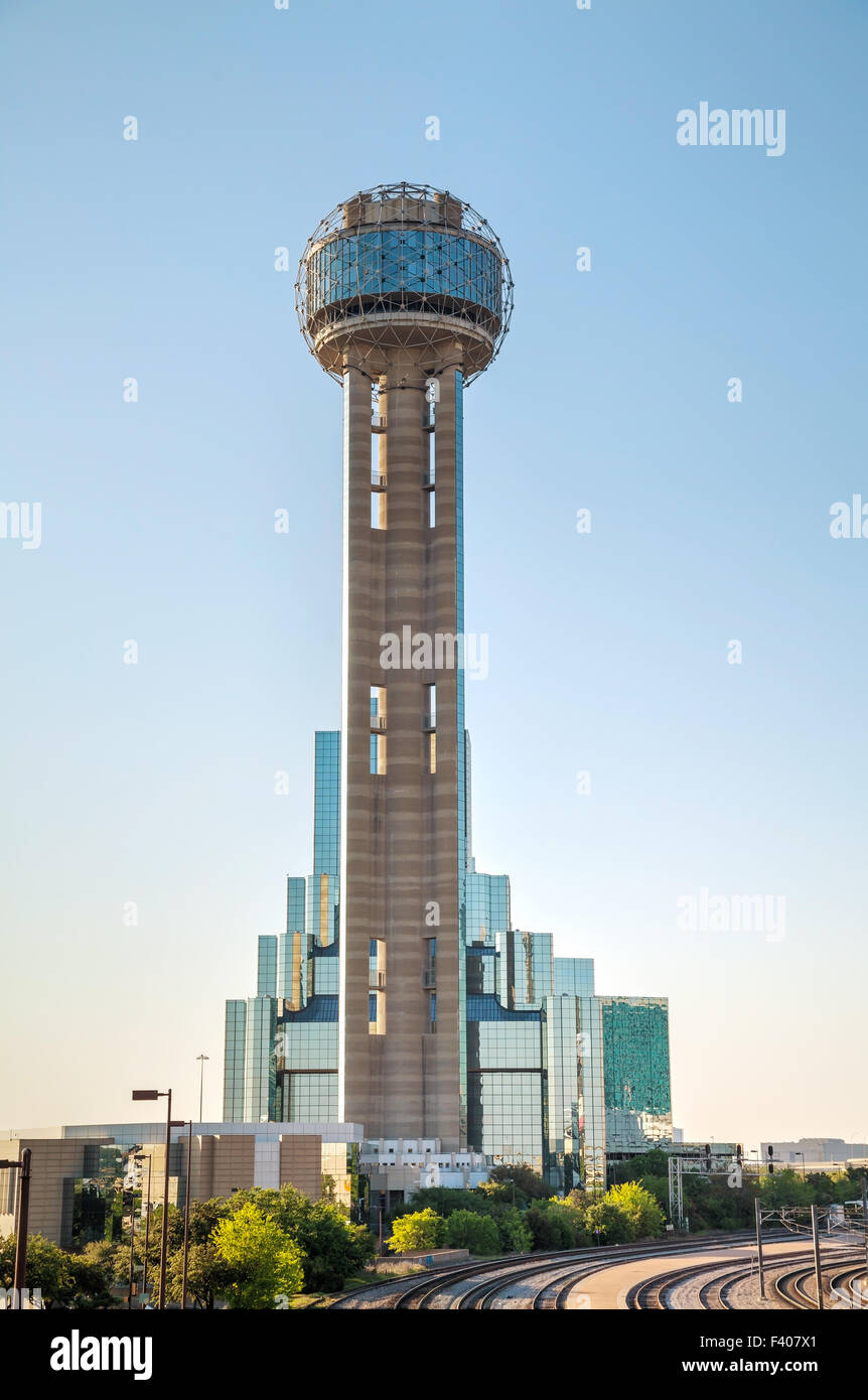 Reunion Tower at downtown Dallas, TX Stock Photo