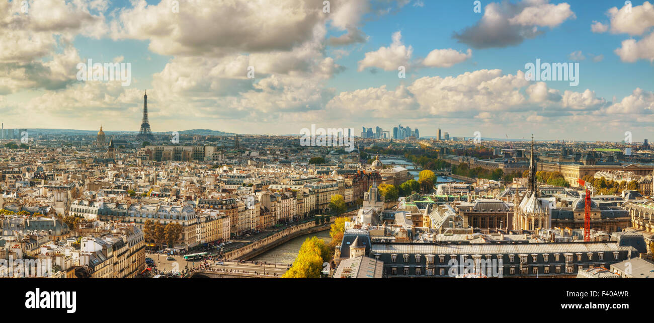 Panoramic aerial view of Paris Stock Photo Alamy