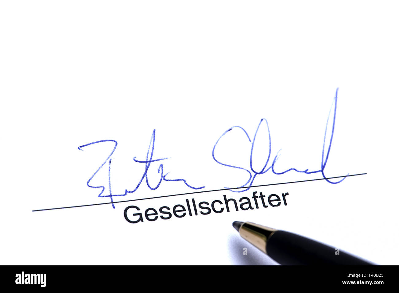 Signature of shareholder Stock Photo