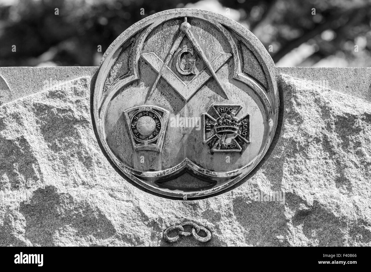 Cemetery Bronze Emblems Gravestone Stock Photo Alamy