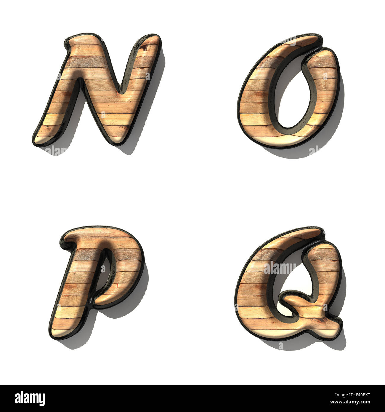 black alphabet letter set with wood on white Stock Photo - Alamy