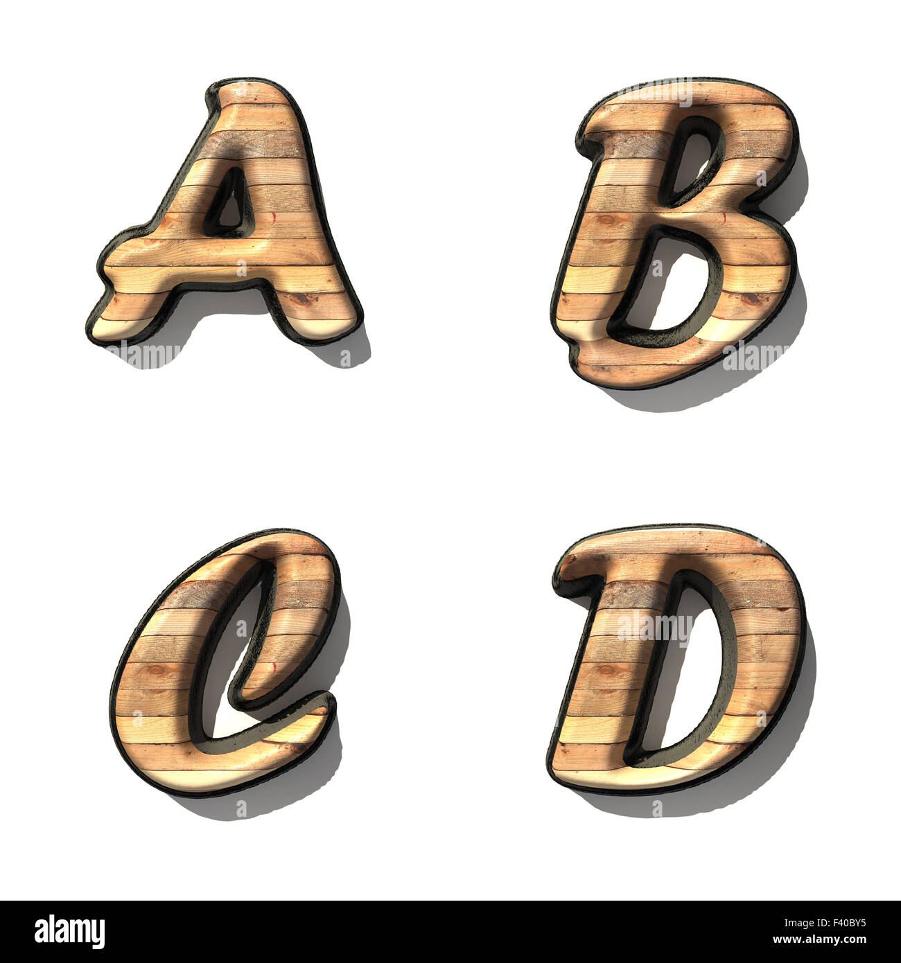 black alphabet letter set with wood on white Stock Photo - Alamy