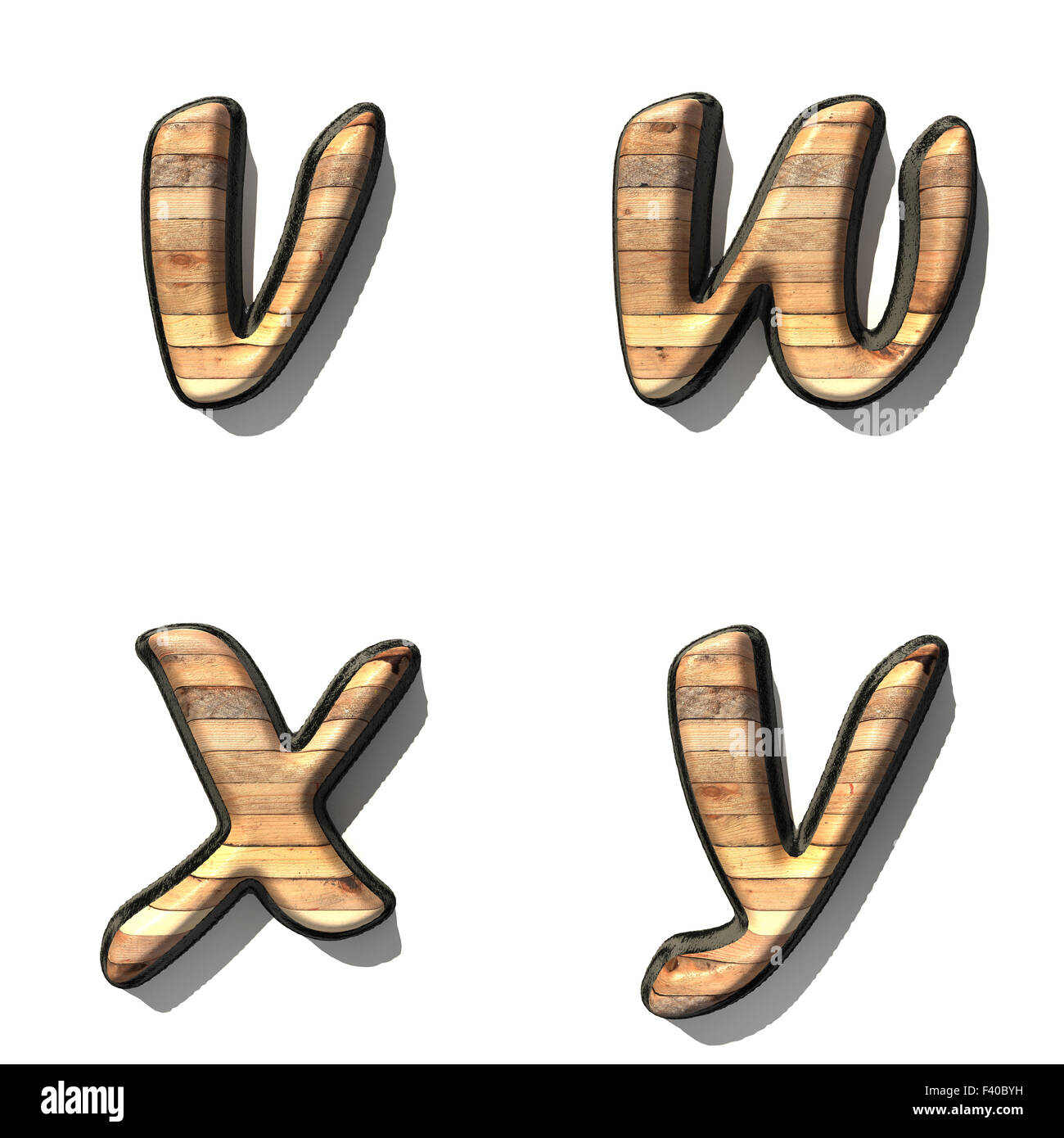 black alphabet letter set with wood on white Stock Photo - Alamy