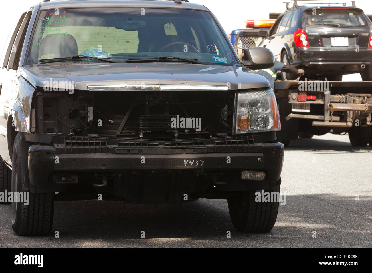 Car with front end collision damage - USA Stock Photo - Alamy