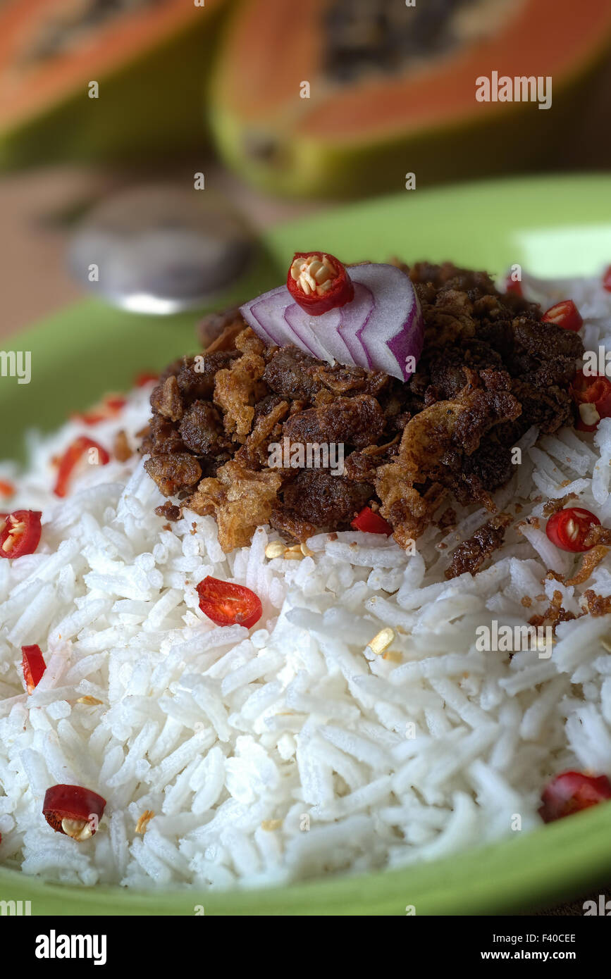 Burma: Rice with  sautéed Shrimp Paste Stock Photo