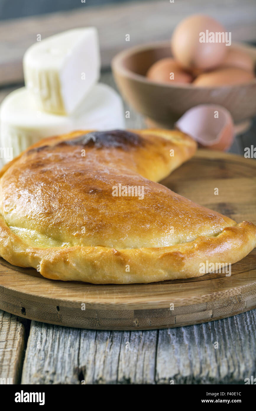 Georgian cheese pie - khachapuri. Stock Photo