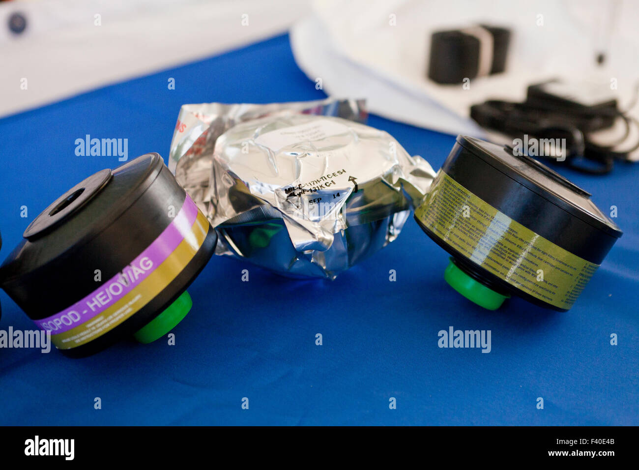 HAZMAT breathing apparatus filters USA Stock Photo Alamy