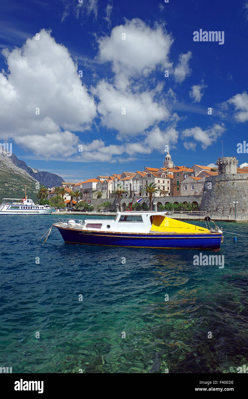 view over the town wall of korcula Stock Photo